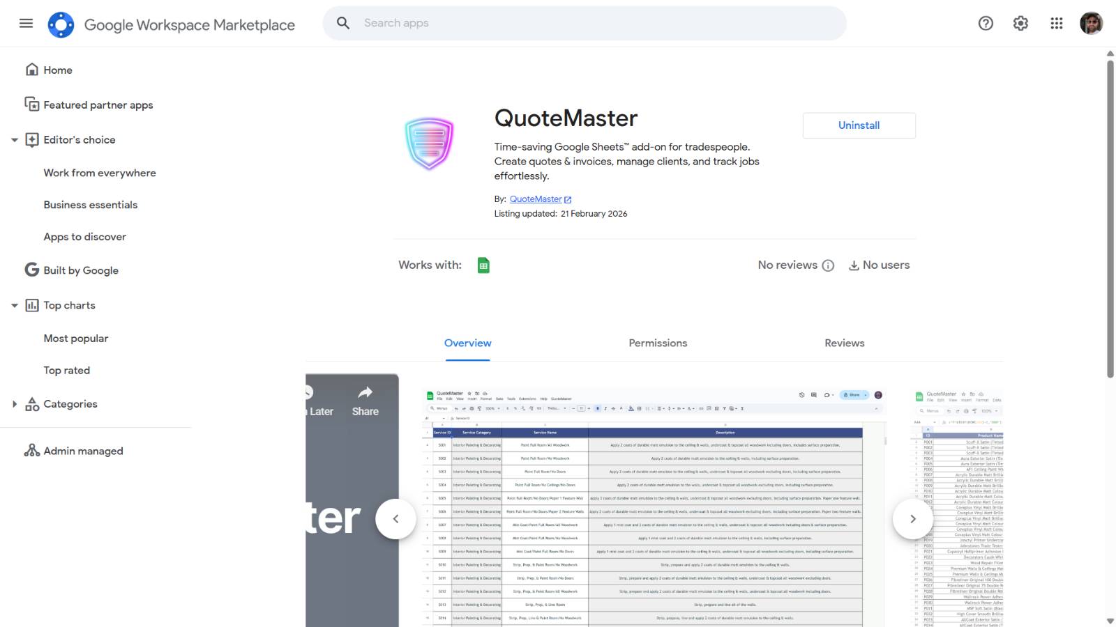 QuoteMaster on Google Workspace Marketplace