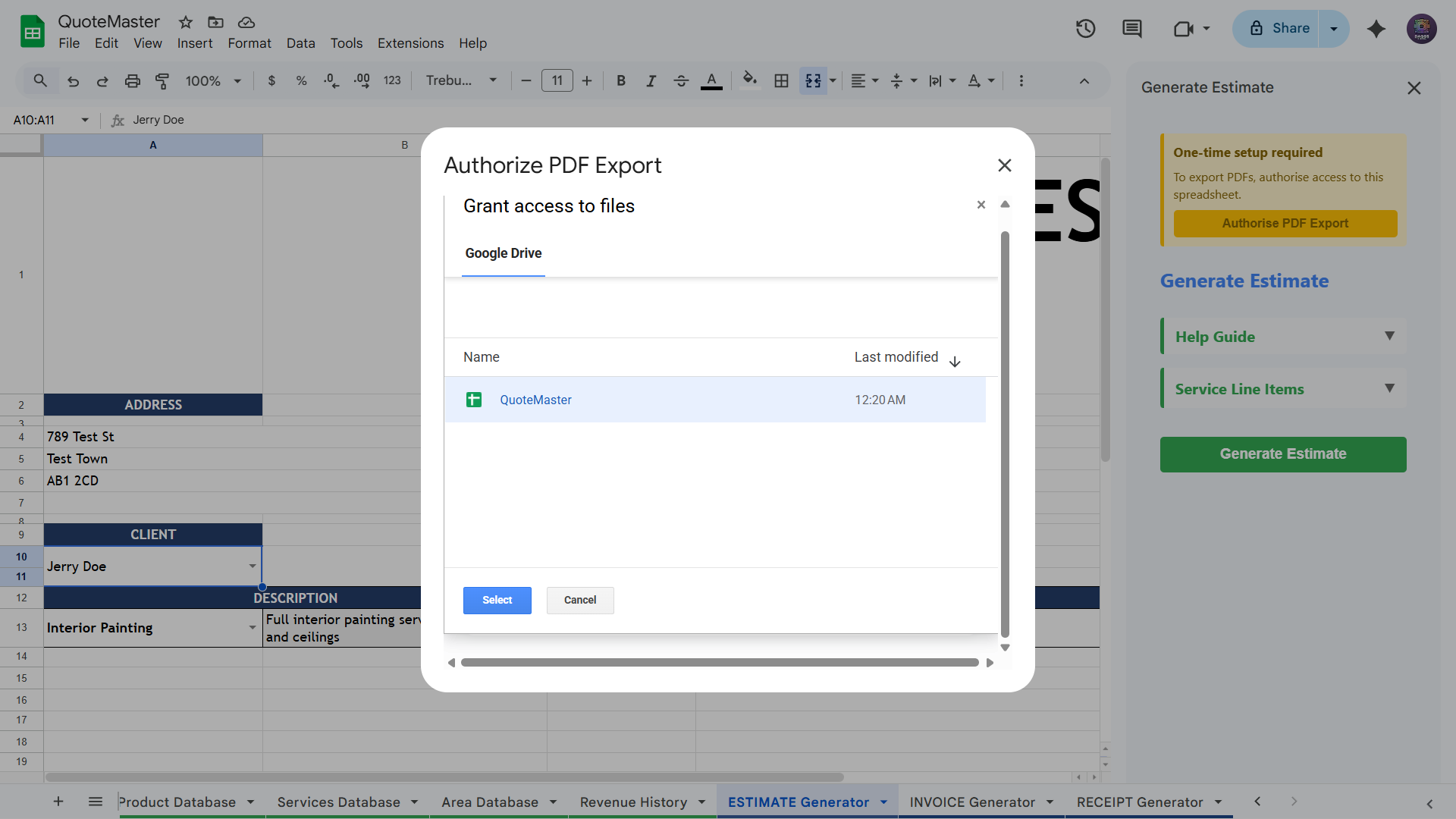Google Drive folder picker